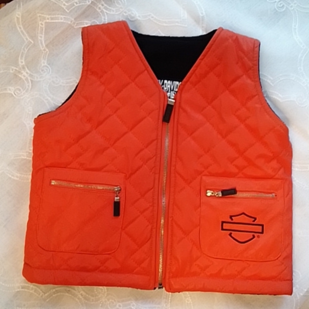 Orange Harley-Davidson kids vest